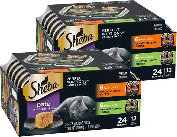 Sheba Perfect Portions Pate Wet Cat Food, Seafood Variety, 2.6 Oz, 24 Ct | Grain-Free, Made in USA, Sustainable Salmon, Signature Seafood & Whitefish Tuna, No Artificial Flavors, Twin-Pack Trays13