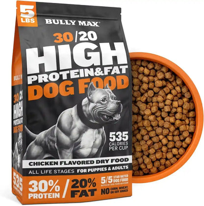Bully Max Dry Dog Food for Adults & Puppies - High Protein & Fat for Muscle & Weight Gain - High Performance Dog Food Supplements - Small & Large Breed Dogs (535 Calories per Cup), Chicken, 15Lb Bag12