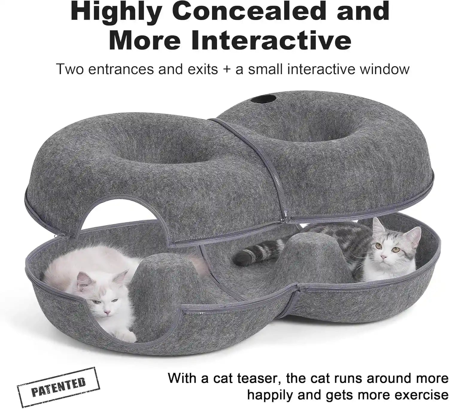 8-shaped-large-cat-tunnel-bed-for-indoor-cats-infinite-circulation-peekaboo-cat-cave-with-12-toy-balls-cat-donut-tunnel-for-cats-up-to-30-pounds-dark-grey-l-38x24x11in