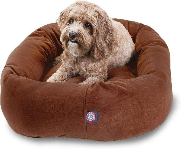 Majestic Pet 32 Inch Suede Calming Dog Bed Washable – Cozy Soft round Dog Bed with Spine Support for Dogs to Rest Their Head - Fluffy Donut Dog Bed 32X23X7 (Inch) - round Pet Bed Medium – Sage52