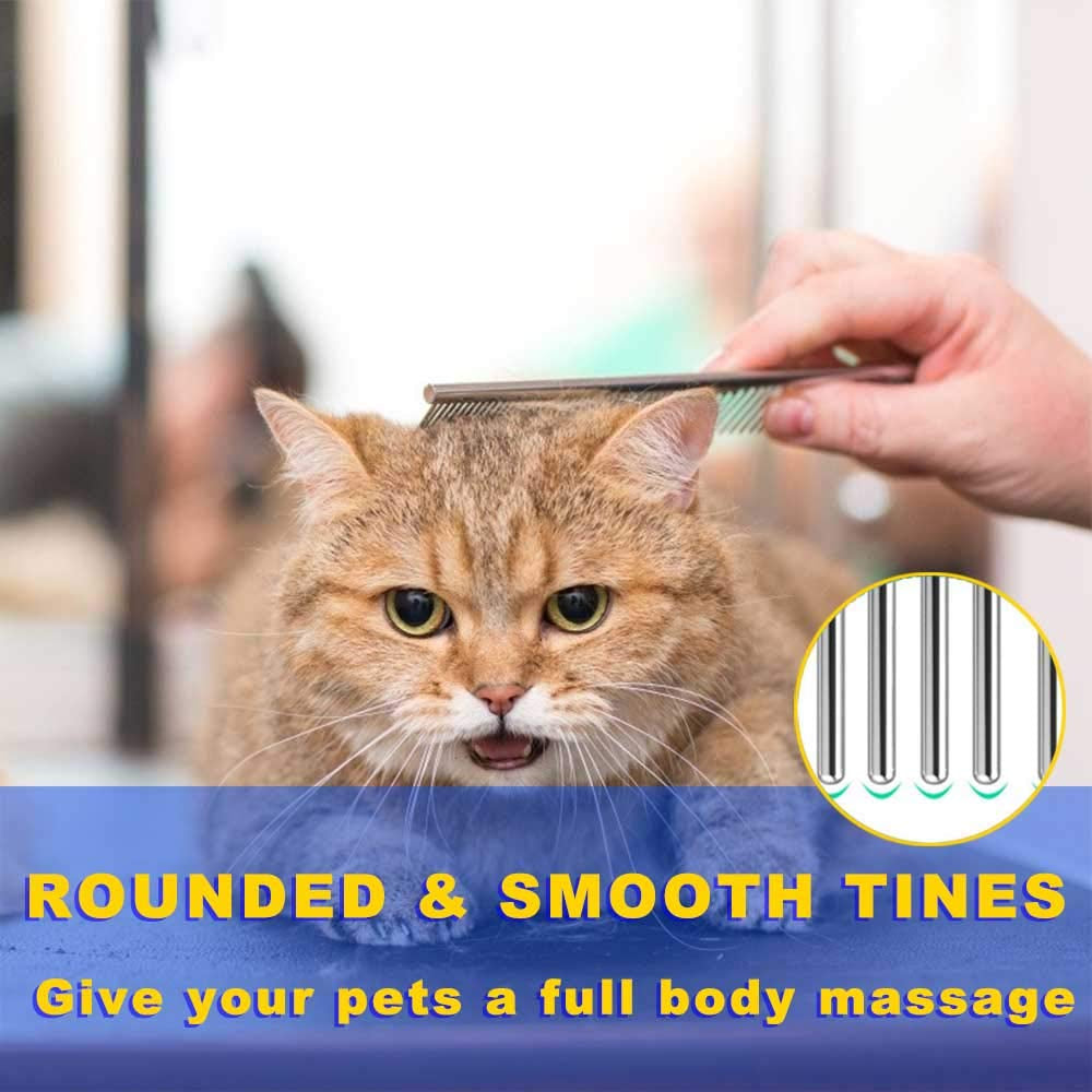 cafhelp-2-pack-dog-combs-with-rounded-ends-stainless-steel-teeth-cat-comb-for-removing-tangles-and-knots-professional-grooming-tool-for-long-and-short-haired-dog-cat-and-other-pets-6-3in-7-4in