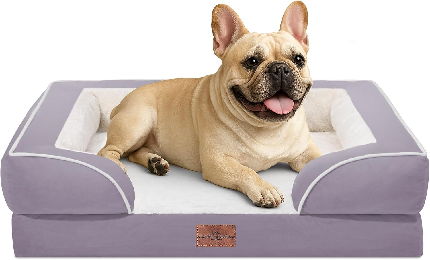 comfort-expression-orthopedic-dog-bed-for-extra-large-dogs-with-bolster-waterproof-dog-couch-bed-with-washable-cover-non-slip-bottom-supportive-egg-crate-foam-xl-pet-bed-42x30-inch