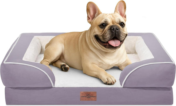 Comfort Expression Orthopedic Dog Bed for Extra Large Dogs with Bolster | Waterproof Dog Couch Bed with Washable Cover & Non-Slip Bottom, Supportive Egg Crate Foam XL Pet Bed, 42X30 Inch93