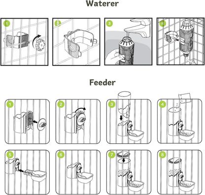 Automatic Pet Food Water Dispenser, Auto Gravity Pet Feeder Water Bottle Set for Cage, Feeding Station for Puppy Kitten Rabbit Guinea Pigs Chinchilla Ferret Hedgehog (Green)5