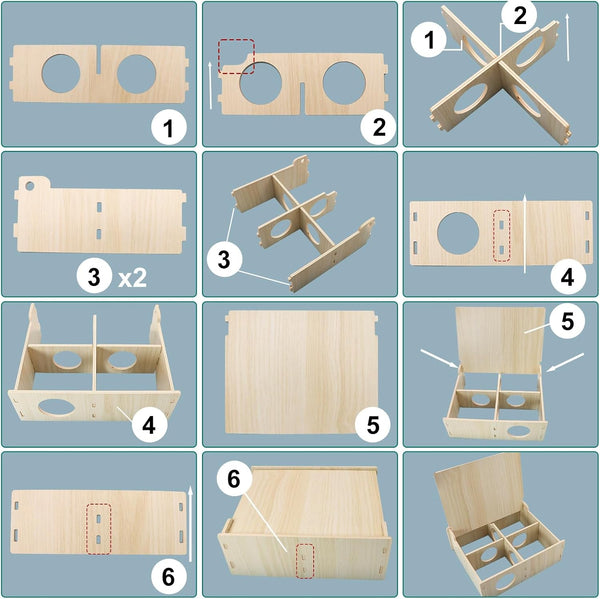 Hamster and Mouse Wooden Tunnel Cage Secret Peep Shed Waterproof | Chamber Hideout & Tunnel Exploring Toys Easy to Install7