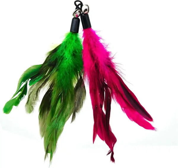 12 Pack Cat Wand Feather Toy Refills with Bells , Natural Feather Replacement for Interactive Teaser Toys, Colorful Wand Attachments, Durable and Safe Cat Toy Accessories for Exercise and Play4