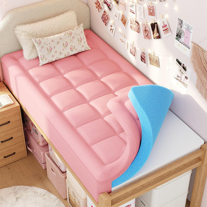 Twin XL Dorm Room Essentials 3 Inch Memory Foam Mattress Topper | College Dorm Essentials for Girls, Dual Layer 2 Inch Cooling Foam Pad, 2 Inch Soft Pillowtop, Relief Support1