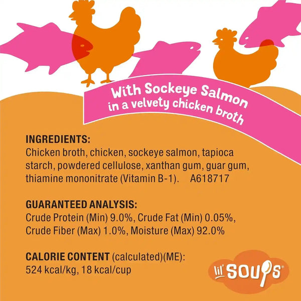 Purina Friskies Grain Free Lickable Cat Food Toppers Lil’ Soups with Sockeye Salmon in Chicken Broth - (Pack of 8) 1.2 Oz. Cups6