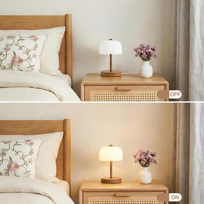 9.5" Small Plug-In Touch Control Table Lamp with USB A+C Charging Ports, Wood Grain Dimmable LED Bedside Lamp with 3 Color Temperatures, Modern Table Lamps for Bedroom Nightstand Living Room3