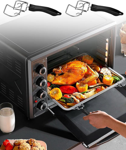 2 Pcs Air Fryer Convection Toaster Oven Tray Extractor,Oven Tray Handle, Oven Rack Pull Tool,Grills Clip, Oven Clip,Be Suitable for Air Fryer, Toaster Oven,Used to Quickly Remove2