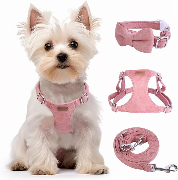 Dog Harness and Leash Set, XXS No Pull Adjustable Puppy Harness with Multifunction Pink Dog Leash and Dog Collar, Soft No Choke Escape Proof Pet Harness Vest for Small Dogs and Cats (Pink, S)10