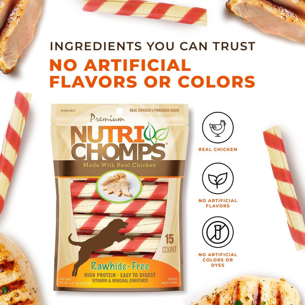 Nutrichomps Dog Chews, 6-Inch Twists, Easy to Digest, Long Lasting, Rawhide-Free Dog Treats, 15 Count, Real Chicken Flavor | a Rawhide-Free Chew That'S Gentle and Easy to Digest, Made with the Real, Wholesome Ingredients Dogs Love5