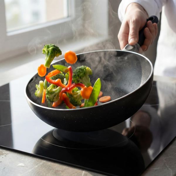 11-Inch Nonstick Flat-Bottom Wok with Glass Lid, Induction Stir-Fry and Saute Pan for Vegetables, Noodles and One-Pan Meals, Aluminum Wok for All Stovetops6