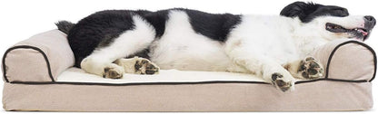 Furhaven Orthopedic Dog Bed for Large Dogs, Sofa-Style with Cool Gel-Top Foam with a Solid Orthopedic Foam Base for Joint Support, Removable Washable Cover, Jumbo XL, Plush & Suede, Gray16