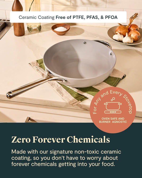 Caraway 12" Non-Stick Ceramic-Coated Stir Fry Pan | Wok-Inspired Pan, Free from Forever Chemicals, High-Sloped Walls, Stainless Steel Handles, Navy4