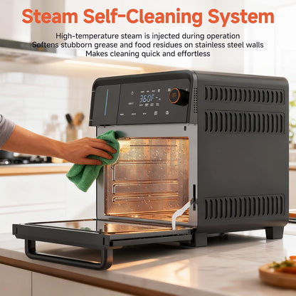 Air Fryer Toaster Oven Combo – 11-In-1 Countertop Convection Steam Oven with Air Fryer, Steam, Dual Cook, Bake, Roast, Dehydrate, 90–430°F, Self-Cleaning, 16Qt Capacity6