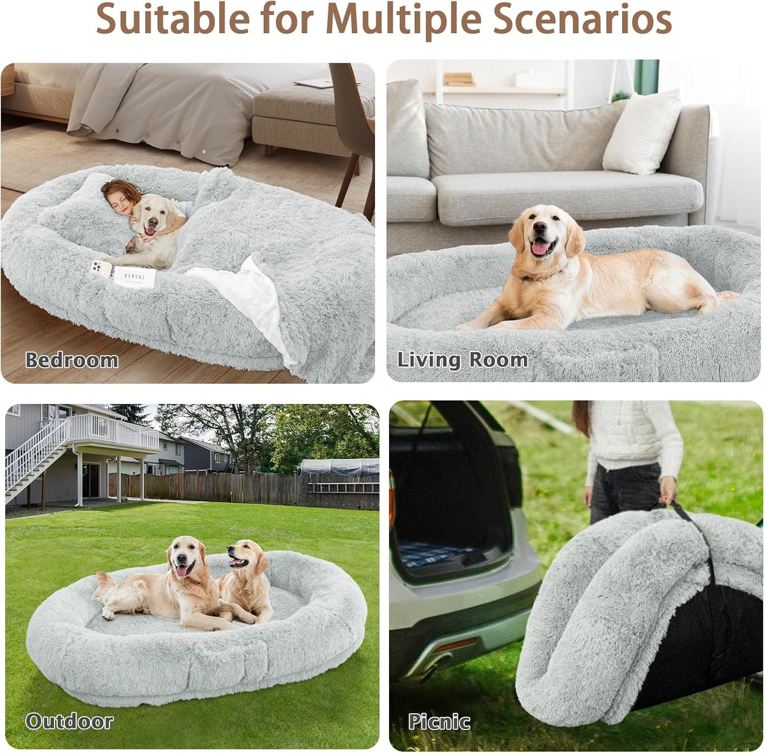 roomtec-human-dog-bed-71x45x12-size-fits-adult-and-pet-washable-giant-people-bed-10-cm-thick-memory-foam-large-oversize-pet-bed-with-plump-pillow-blanket-strap-grey