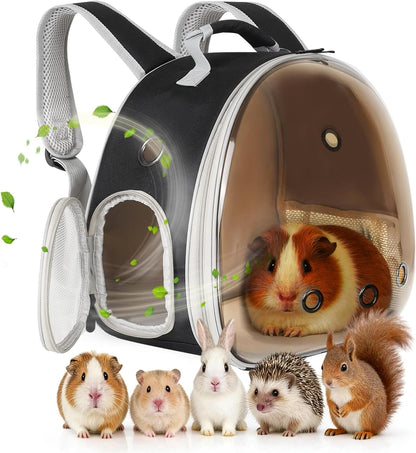 Guinea Pig Carrier Backpack, Clear Bubble Window Backpack for Guinea Pig, Bunny Rat Bird (Black, Carrier)13