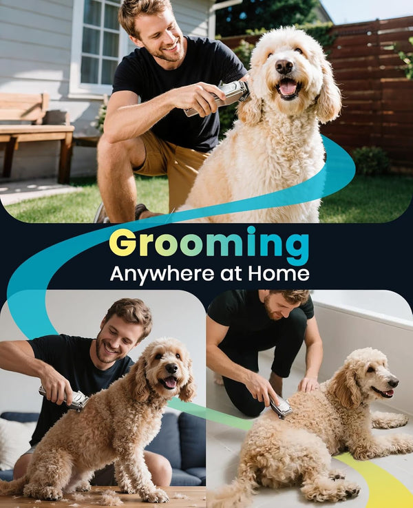 Oneisall PC18 Dog Clippers for Grooming for Thick Coat | 6800 RPM High-Speed, Detachable Stainless Steel Blades,4 Hours of Battery Life, Dog Shaver for Thick/Matted/Knotted/Hair8