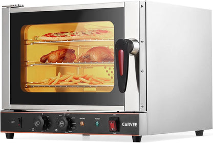 Compact 22L Commercial Countertop Convection Toaster Oven – 3-Tier Air Fryer, 1440W, Adjustable Temp 30°C-300°C, Half-Size, Stainless Steel, with Trays & Wire Racks, Kitchen Appliance,1