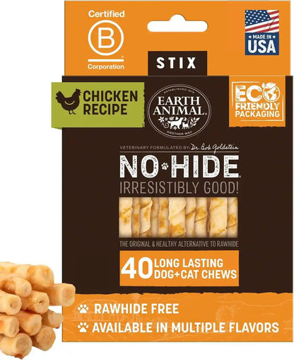 Earth Animal No Hide Stix - Rawhide Free Dog Chews Sticks 20 Count Chicken | Small Sticks Chicken Flavored Natural Rawhide Free Long Lasting Dog Chews - Treats for Small Dogs and Cats22