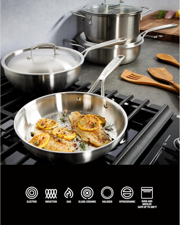 10-Piece Professional Tri-Ply Non-Toxic Pots and Pans Cookware Set – Durable, Even Heat Distribution for Cooking and Baking7