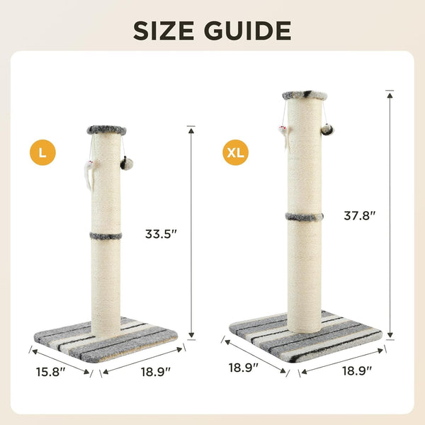Joydeco Cat Scratching Post 38 Inches Heavy Duty and Thick Scratching Post Sisal Rope with Hanging Ball and Mice for Indoor Cats(Grey)8