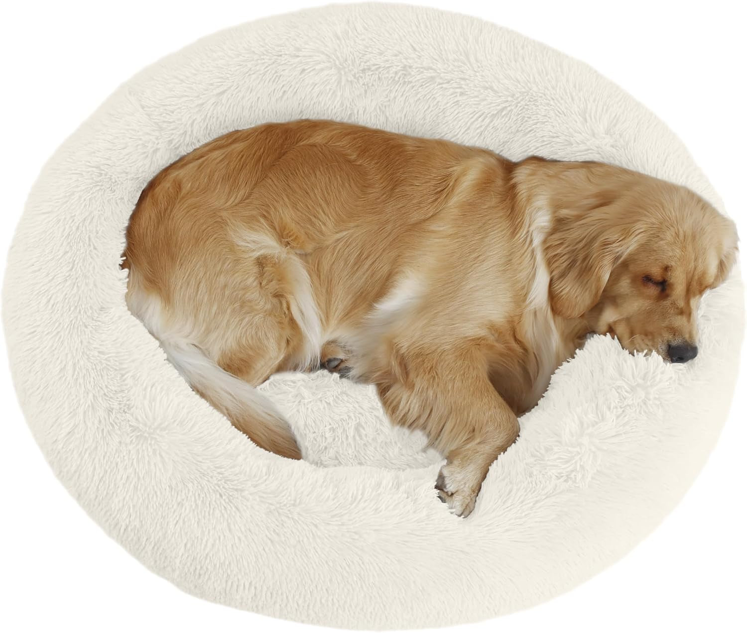 bunlitent-39-inch-calming-dog-bed-donut-dog-bed-for-large-sized-dog-grey-plush-anti-anxiety-donut-shape-warming-cozy-round-cuddler-nest-soft-cute-marshmallow-cuddler-nest-pet-bed