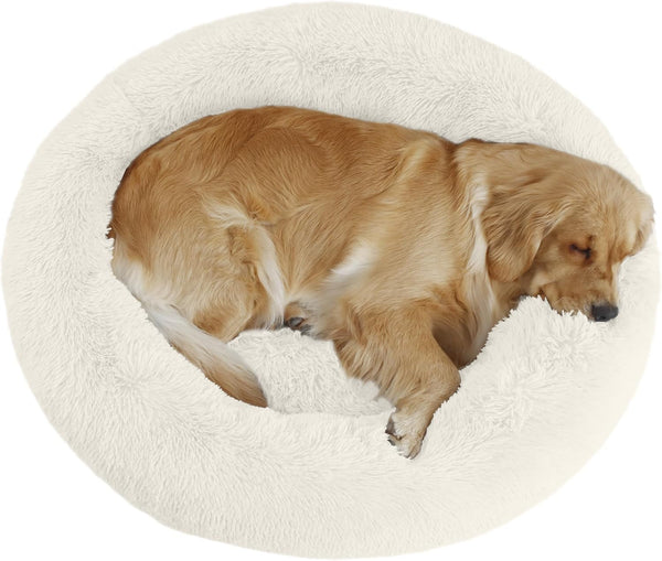 Bunlitent 39 Inch Calming Dog Bed, Donut Dog Bed for Large Sized Dog, Grey | Plush Anti-Anxiety, Donut Shape, Warming Cozy, round Cuddler Nest, Soft Cute,Marshmallow Cuddler Nest Pet Bed16
