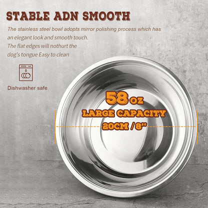 Elevated Dog Bowls, Metal Raised Dog Bowl Stand with 2 Thick 58Oz Stainless Steel Food Bowls & Non-Slip Mat - 11.8" Tall for Medium/Large Breeds5