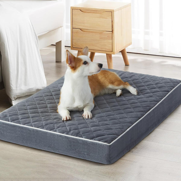 WNPETHOME Orthopedic Waterproof Extra Large Senior Dogs Bed for Comfy Sleeping with Removable Washable Cover, Multi-Needle Quilting XL Crate Bed for Large Sized Dog Relax, Light Grey26