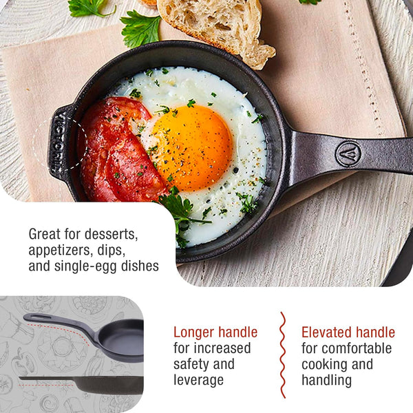 4-Inch Cast Iron Skillet, Pre-Seasoned Cast Iron Frying Pan with Long Handle, Made in Colombia | Pan with Long Handle, Made in Colombia4