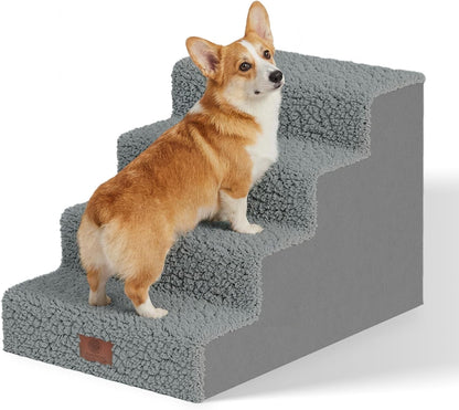 AKC – 4-Step Pet Stairs for Beds & Couch | Built for Small Dogs & Small Breeds | Long-Back & Senior Dogs | Lightweight, Soft, Non-Slip, Washable | No-Tool Assembly | Supports 35 Lbs | 16X24X14.2 in | Foldable Non-Slip Pet Steps with Washable Cover and No-Tool Assembly for Long-Back and Senior Dogs.1