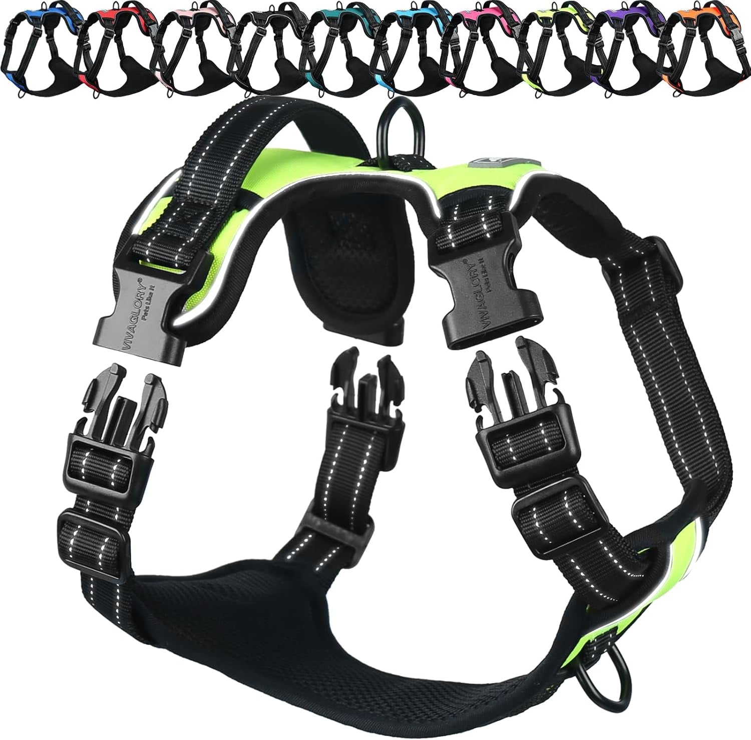 vivaglory-no-pull-dog-harness-vest-harness-l-orange-patterned-with-handle-front-and-back-clip-for-training-pulling-no-pull-escape-proof-padded-adjustable-for-pet-puppy
