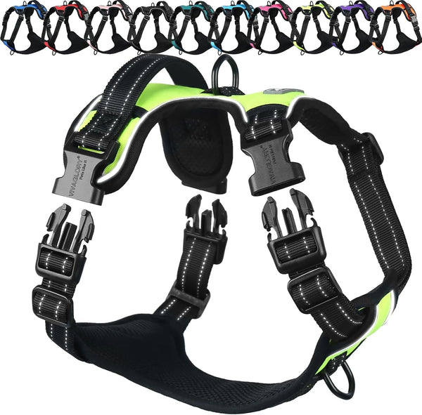 VIVAGLORY No Pull Dog Harness Vest Harness, L, Orange - Patterned | with Handle Front and Back Clip for Training & Pulling, No Pull & Escape Proof Padded Adjustable for Pet Puppy13