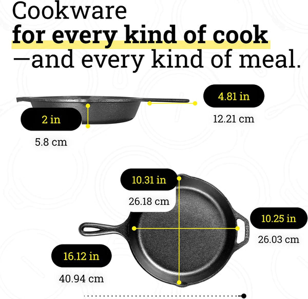 Cast Iron Set - 4-Piece Set - Pre-Seasoned Kitchen Set - Skillet, Griddle & Dutch Oven Included - Pfas-Free Non-Toxic Cookware | Pfas-Free Cast Iron Set Includes Skillets, Griddle & Dutch Oven for Non-Toxic Everyday Cooking, Made in USA6