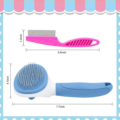 Self Cleaning Slicker Brush, Cat Brushes for Indoor Cats with Metal Comb, Dogs Cats Hair Brushes for Shedding, Pet Kitten Grooming Tool with Release Button for Long or Short Hair by Kalamanda(Blue)2