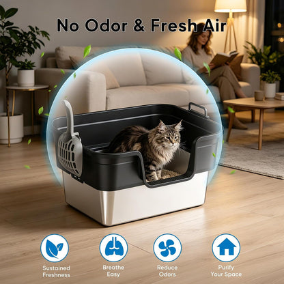 Litter Box,Extra Large Cat Litter Box, Enclosed Design Prevents Scatter, 30° Angled Filter Plate, Leak-Proof, Includes Cat Litter Mat & Metal Scoop7
