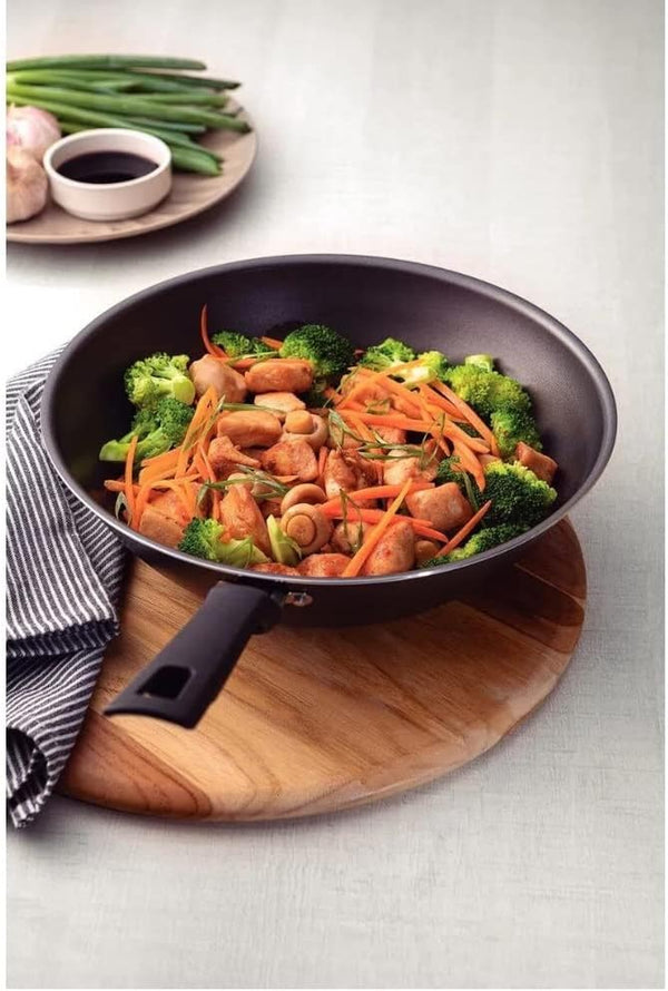 Generic Nonstick Wok Pan with Lid, 11 Inch, Starflon Max, PFOA Free, Tempered Glass, Heat Resistant Handle, Dishwasher Safe, Gas Stove2