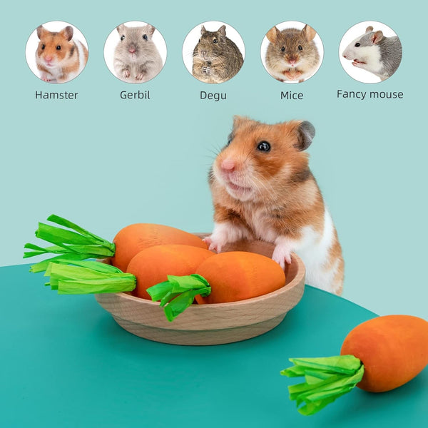 Niteangel Hamster Chew & Decor Toys: Pack of 6 Carrot-Shape & Beech Wood | Chew-Friendly Design to Control Tooth Overgrowth for Syrian Dwarf Hamster Gerbils Mice Lemming Degu or Other Small-Sized Pets2