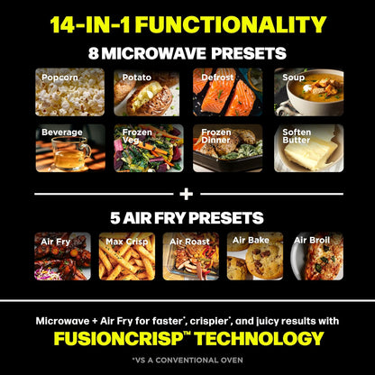 Ninja® Crispi™ Microwave & Air Fryer with Fusioncrisp, Silver, MW101 | Replaces a Countertop Microwave and Air Fryer with 14 Functions; Fast 1000W Microwave and Powerful 1700W Ninja® Air Fryer.4