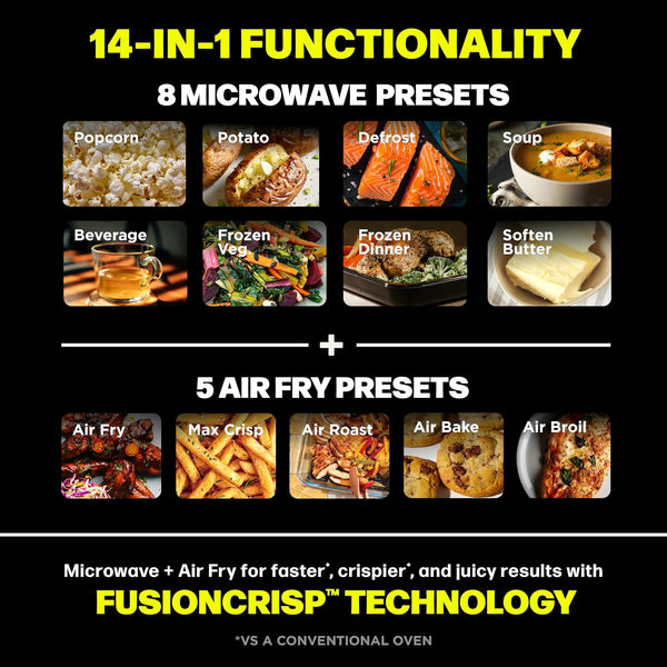 Ninja® Crispi™ Microwave & Air Fryer with Fusioncrisp, Silver, MW101 | Replaces a Countertop Microwave and Air Fryer with 14 Functions; Fast 1000W Microwave and Powerful 1700W Ninja® Air Fryer.4