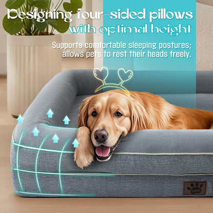 Waterproof Memory Foam Dog Beds for Extra Large Dogs Non-Slip Orthopedic Dog Beds Washable Couch Pet Bed with Removable Cover (Grey, X-Large)4