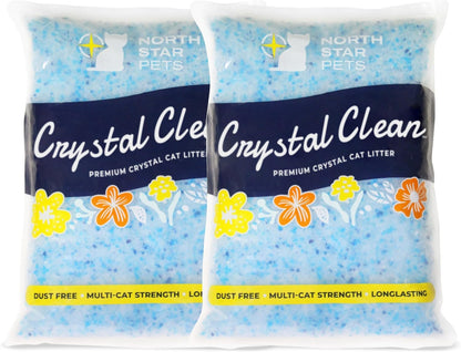 Crystal Clean Premium Fresh Scent Crystal Cat Litter with Odor Control (5X Faster), Best Lightweight, Non Clumping Kitty Litter to Absorb Urine, Dries Solid Waste (2X4.3 Lb Bags)1
