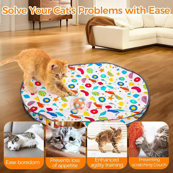 VIWIK Interactive Cat Toys for Indoor Cats, Hide and Seek Mouse Catching Game Cat Ball Toy, Automatic Motion Activated Kitten Toys, Low Noise Fast Rolling Ball in Play Mat for Bored Adult Cats5