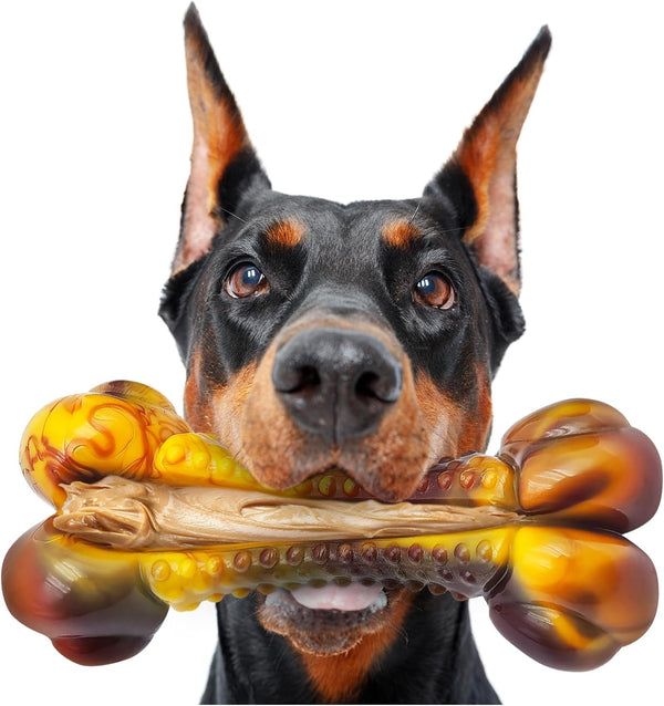 Dog Chew Toys for Aggressive Chewers, 2Pack Indestructible Dogs Bone Toy for Large Small Medium Breeds, Durable Tough Nylon Dog Toys to Keep Them Busy, Puppy Teething Dogs Toy Bone, Beef&Bacon Flavor9