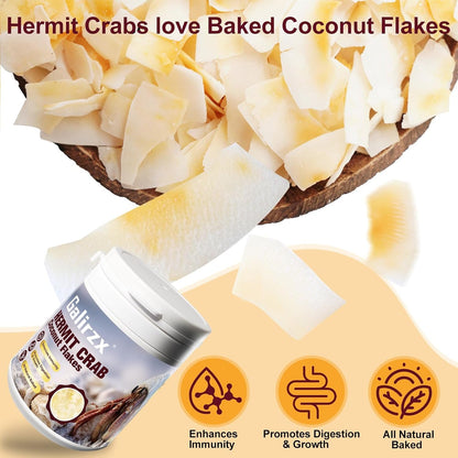 Hermit Crab Food – Baked Coconut Treat, Natural Dried Coconut Flakes for Hermit Crabs, Healthy, Additive-Free, Easily Digestible, Crispy Snack | 60G3