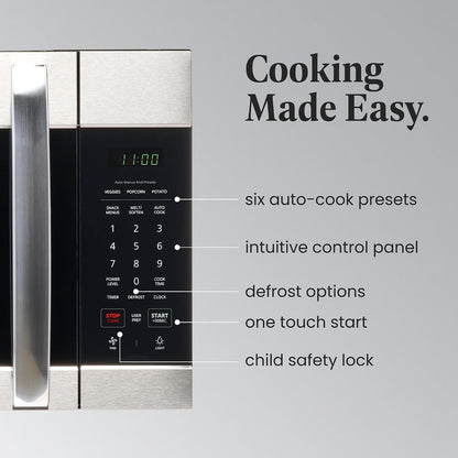 1.7 Cu. Ft. Over-The-Range Microwave Oven – 1000 Watts Power, Auto Cook Settings, Defrost, Easy Clean and Child Safety Lock - Stainless3