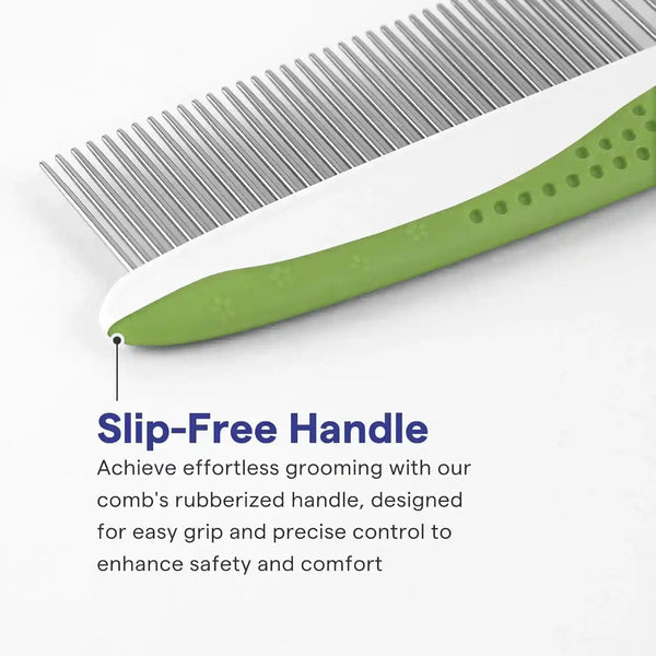 Dog & Cat Comb – Removes Tangles, Knots, and Matted Fur – Grooming Tool with Stainless Steel Teeth and Non-Slip Handle – Best Pet Hair Comb for Home Grooming Kit – Includes Ebook Guide4