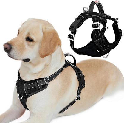 BARKBAY Dog Harness No Pull with ID Tag Pocket - Heavy Duty, Reflective, Easy Control for Large Dogs(Blue,L)14